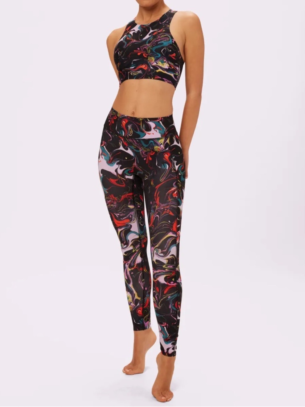 NWOT PARADE Women’s Black Multicolor High-Waist Printed Leggings Size XS